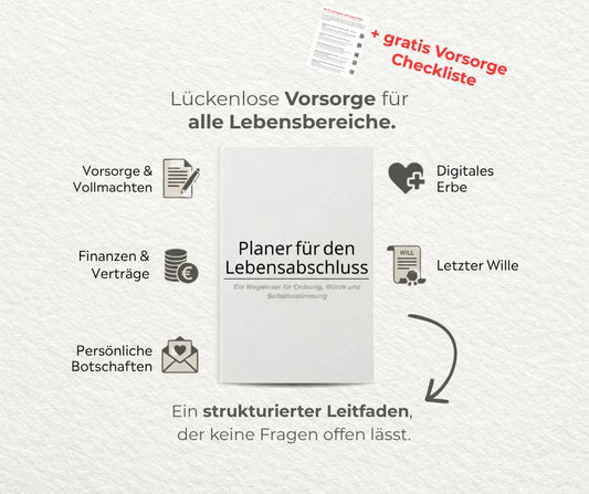 Vorsorge-Planer für den Lebensabschluss + Gratis Vorsorge Checkliste