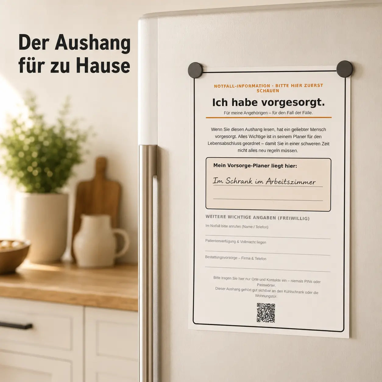 Notfallkarte „Ich habe vorgesorgt" aus Metall – Vorsorge, die gefunden wird