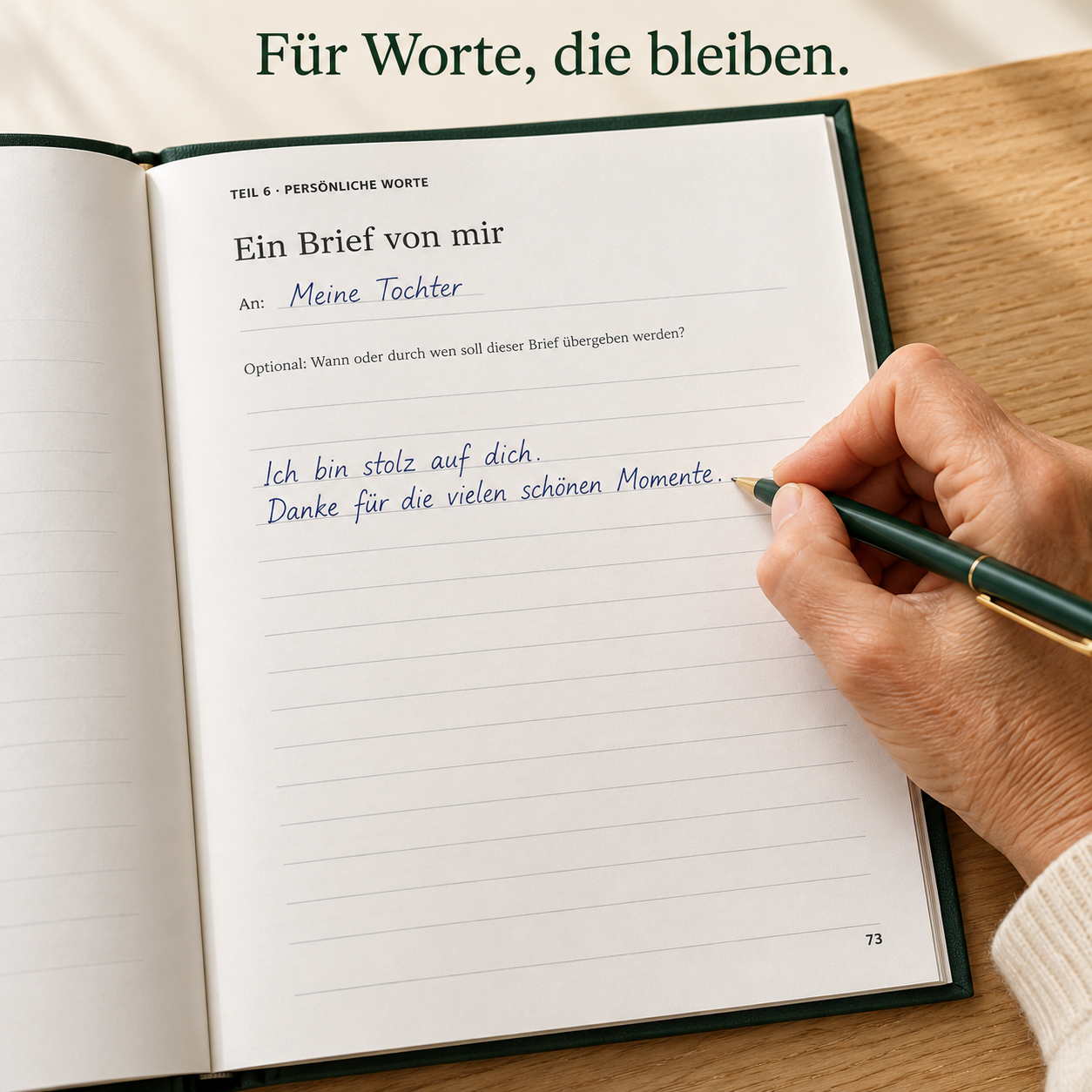 Seiten fuer persoenliche Worte, Erinnerungen und Briefe